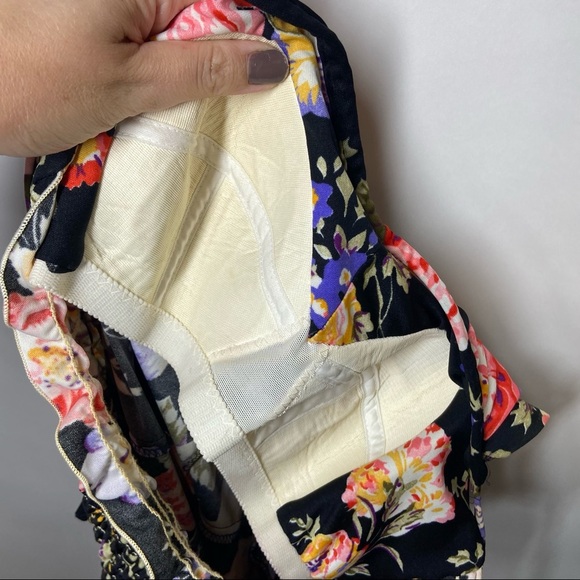 Vintage 70s SunDress Floral Black Print Halter Top Built In Bra Midi Cottage S - Picture 8 of 9